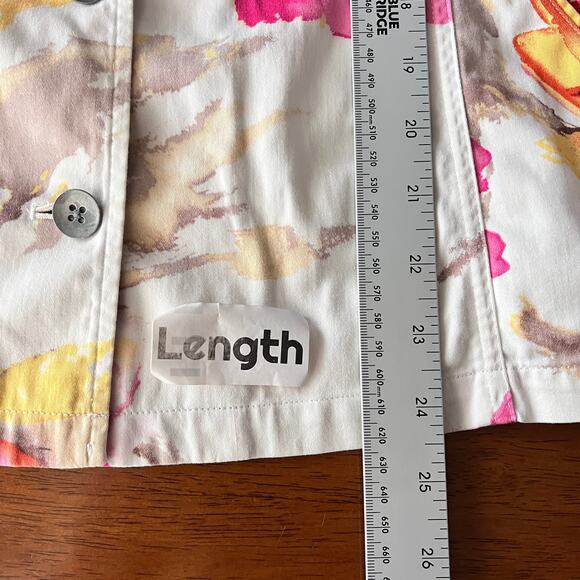 Chico's Womens L Jacket Floral Art to Wear Stretch Colorful Casual Preppy Spring - Picture 9 of 10